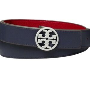 NWT TORY BURCH ‘MILLER’ 1.5” REVERSIBLE LOGO BELT NEW WITH TAGS  XL RED & NAVY